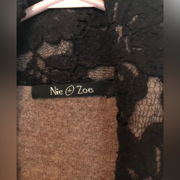 Nic&Zoe Taupe with Black Lace Overlay Jacket - Picture 4 of 4